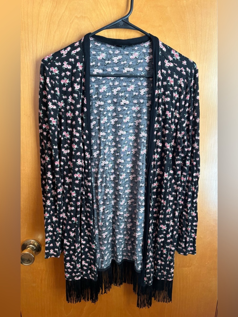 Stella Tweed Floral Fringe Cardigan XL lightweight boho